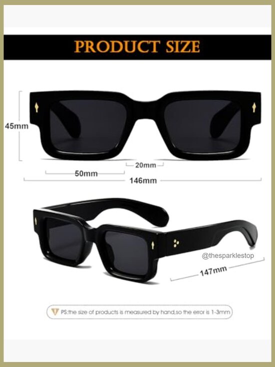 Thick Frame Square Sunglasses Chunky Rectangle Sun Glasses UV400 Protection main image 4